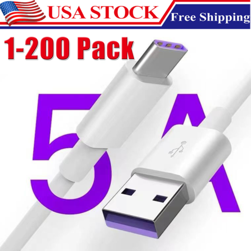 USB Type C Data Cable 5A Fast Charging USB-A to USB-C Charger lot Cord For Phone - Picture 1 of 13