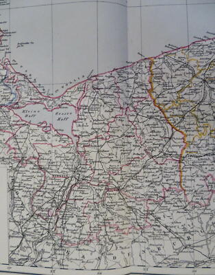 Pomerania German Empire Stettin Rugen Island 1885 Flemming detailed map