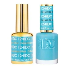 DND DC Soak Off Gel Polish + Matching Nail Lacquer - #124 Columbian Blue