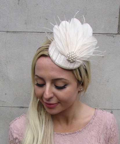 Champagne Cream Beige Pearl Feather 