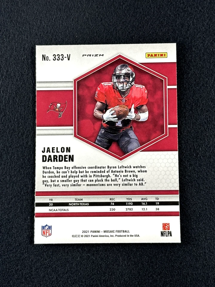 2021 Panini Mosaic JAELON DARDEN Silver Prizm Rookie RC Variation #333-V Bucs - Image 2 of 2