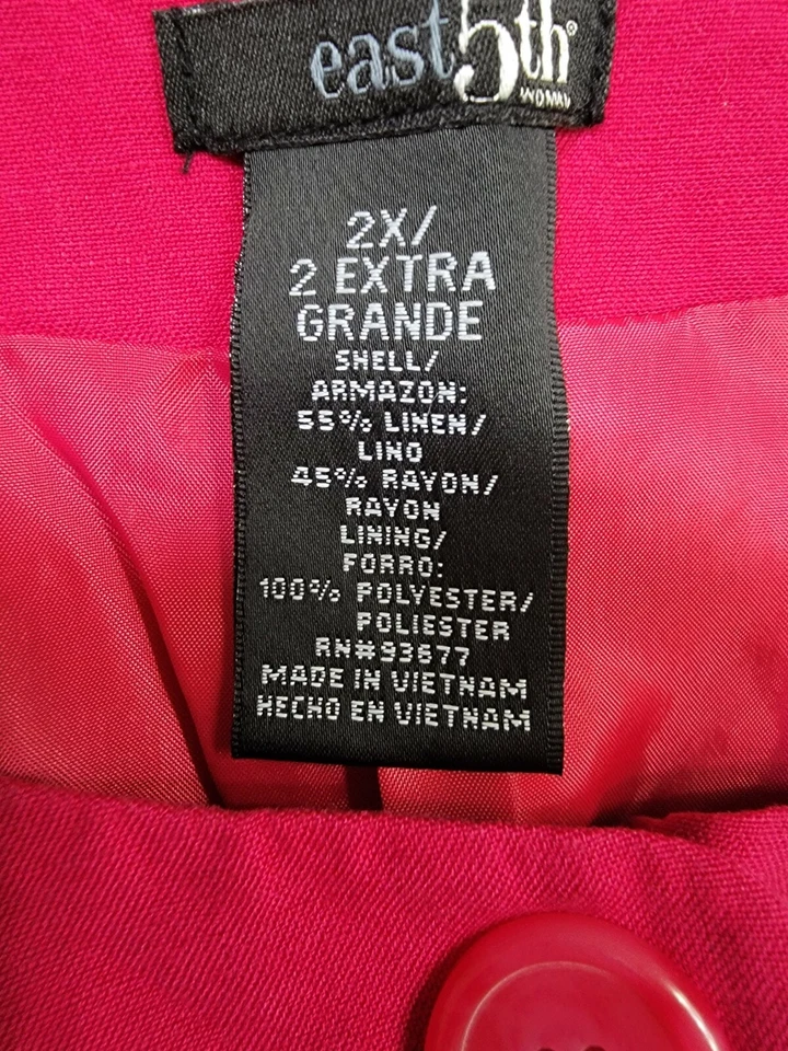 Camisa Top Blusa East 5th Mujer Talla 2X Rosa Lino Foto 2 de 4