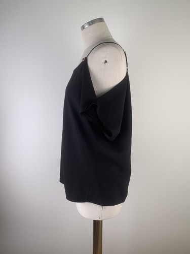 Bettina Liano Size 12 Cold Shoulder Top Black NWT Relaxed Fit Camisole Blouse - Picture 8 of 20