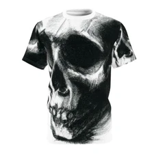 All Over Print Halloween Horror Art T Shirt Adult Scary Creepy Skull Goth Tee