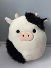 Squishmallows 8  Connor the Black  White Cow Fuzzy Plush Toy New With Tags