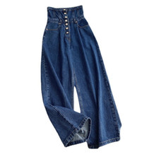 Ladies Denim Pants Wide Leg Trousers Jeans Retro Casual Extra High Waist Fashion