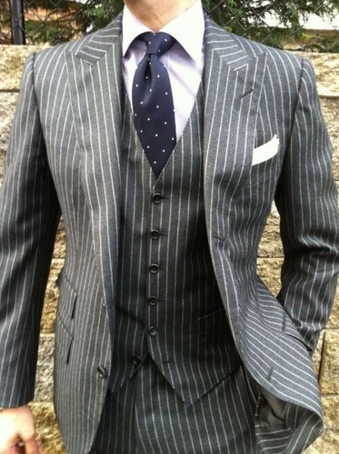 Trajes para hombres Gris a Rayas de Diseñador de boda elegante traje de  Abrigo Cena (+ chaleco + pantalones) Ca | eBay