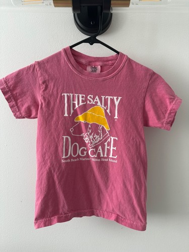 Comfort Colors Pink Youth T-Shirt The Salty Dog Cafe Grafik Logo 100% Baumwolle S