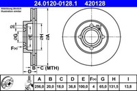2X ATE 24.0120-0128.1 Bremsscheibe FüR Seat VW