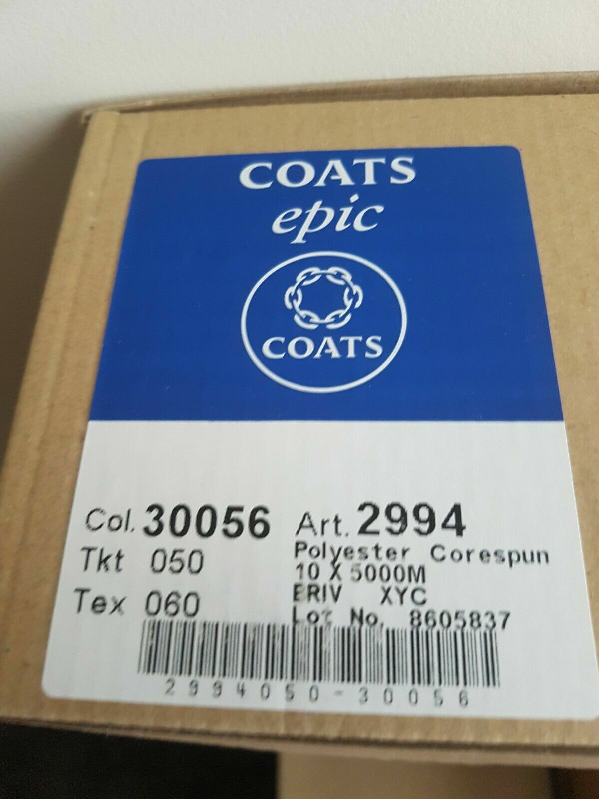 Coats Epic Tkt 050 Tex 060 5000m cone Polyester Corespun Sewing Thread ...