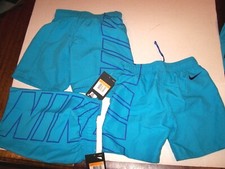 NEW Nike 6 turquoise blue boys swim suit trunks shorts elastic waist drawstring