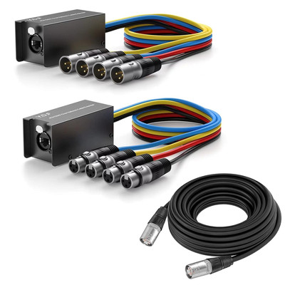 3.3 Ft 4 CH Multi Network Snake Receiver over Ethercon Cable XLR Snake Box Exten