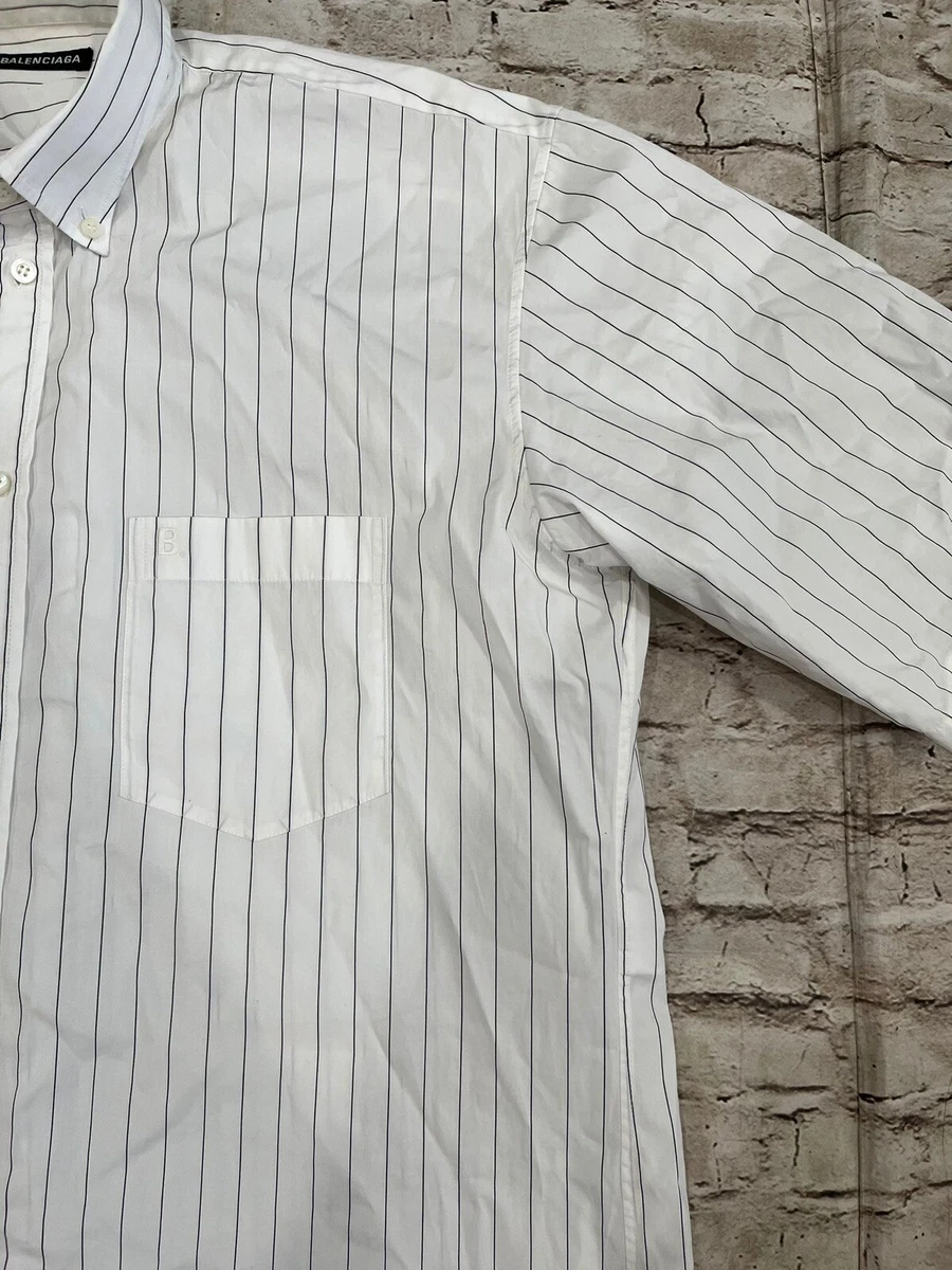 Balenciaga striped button down shirt Men’s size 38 B@lenci@9a Logo