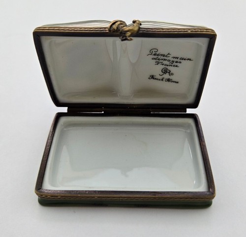 #1 OF 1000 Vintage Limoges Peint Main Book Trinket Box Geography Compass Echelle - Picture 4 of 5