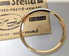 NOS Stella Round Armored Watch Crystal WRA-B / Extra Wide Gold Tone Tension Ring