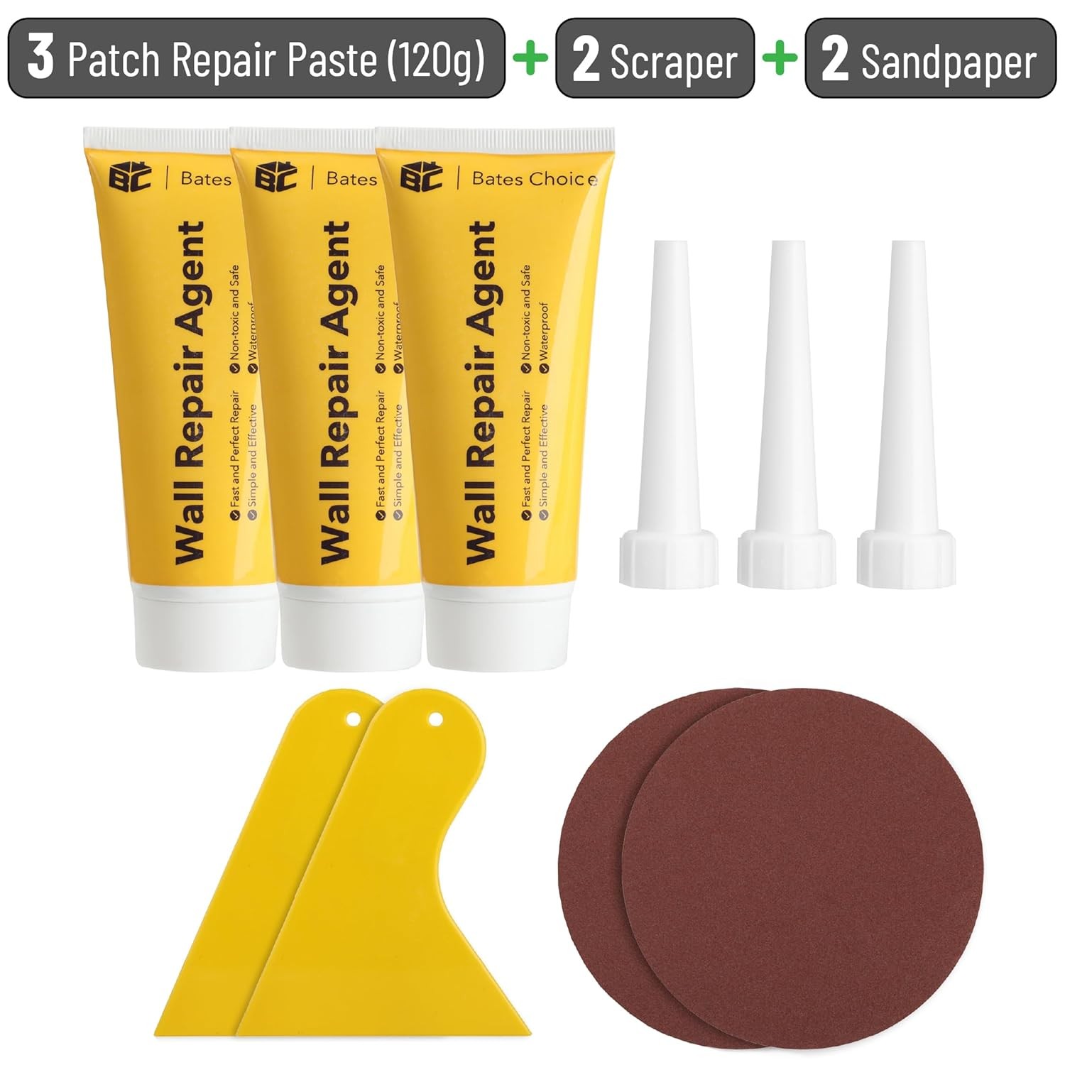 Drywall Repair Kit, 3 pcs Wall Spackle Repair Paste(120g Each), Drywall Patch
