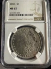 1896 MORGAN DOLLAR NGC MS62 certified!!