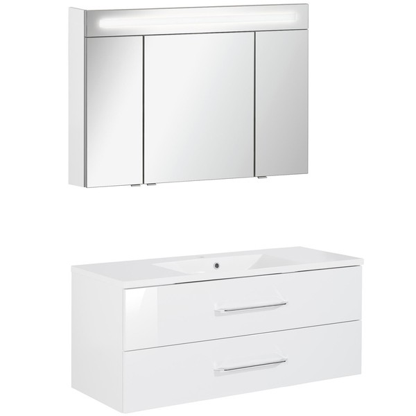 Fackelmann BadmöBel Set B.Clever 2-Tlg. 120 Cm Weiß Inkl. Led Spiegelschrank-image