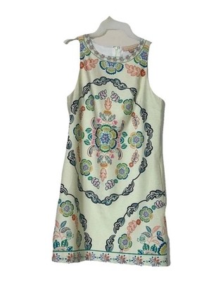 cream floral shift dress Stella McCartney Women's Floral-Embroidered Shift Dress - Cream