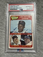 AL 1964 BATTING TONY OLIVA BROOKS ROBINSON PSA DNA AUTOGRAPH 1965 TOPPS #1