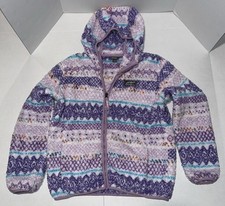 Eddie Bauer Jacket Girls L 14/16 Purple Fleece Sherpa Hooded Full Zip C112