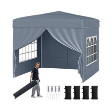 290 x 290 cm Pop up Canopy Tent Outdoor Patio Commercial Sunshade Shelter Grey