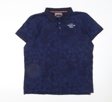 SoulCal & Co Men's Blue Floral Polo Shirt XL Cotton Casual