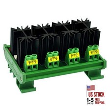 DIN Rail Mount 12 Amp Solid State Relay SSR Module, in 4 32VDC, Out 4 Channels