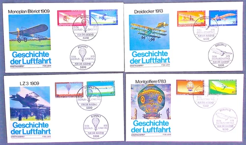 Germany 1978 'Geschichte der Luftfahrt' Aviation FDC Folio-Print Set of (4)