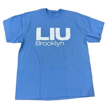 LIU BROOKLYN Long Island University Mens XL Blackbirds NCAA Blue Cotton T-Shirt