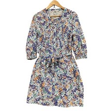 MARCS Dress Womens M Multicolour Floral Shirt Short 3/4 Sleeve Belted 53413