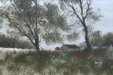 ROBERT NIDY Original Signed Watercolor Painting Rural California Farm LISTED