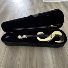 White Electric Violin 4/4 With Bow And Case