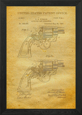7 Smith and Wesson Revolv gerahmtes Wandbild Poster Leinwanddruck Bild