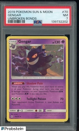 2019 Pokemon Sun & Moon Unbroken Bonds #70 Gengar PSA 7 NM