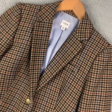 J.Crew Schoolboy Blazer Womens 4 Multi Houndstooth Wool-Blend Tweed Crest Button