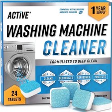 Active Washing Machine Cleaner and Descaler Tablets for HE Front/Top Loaders 24