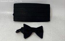 No Brand Mens Black Bow Tie And Pleated Adjustable Cummerbund Set
