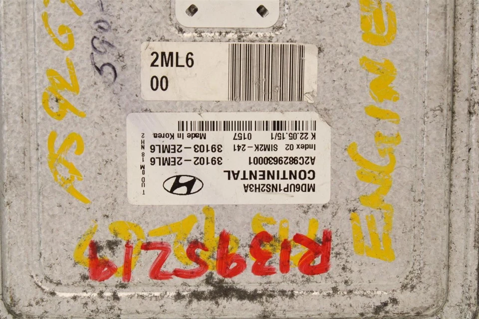 Computadora ECU ECM HYUNDAI ELANTRA 2014 14 2015 15 2016 16 391032EML6 1395219 Foto 2 de 4