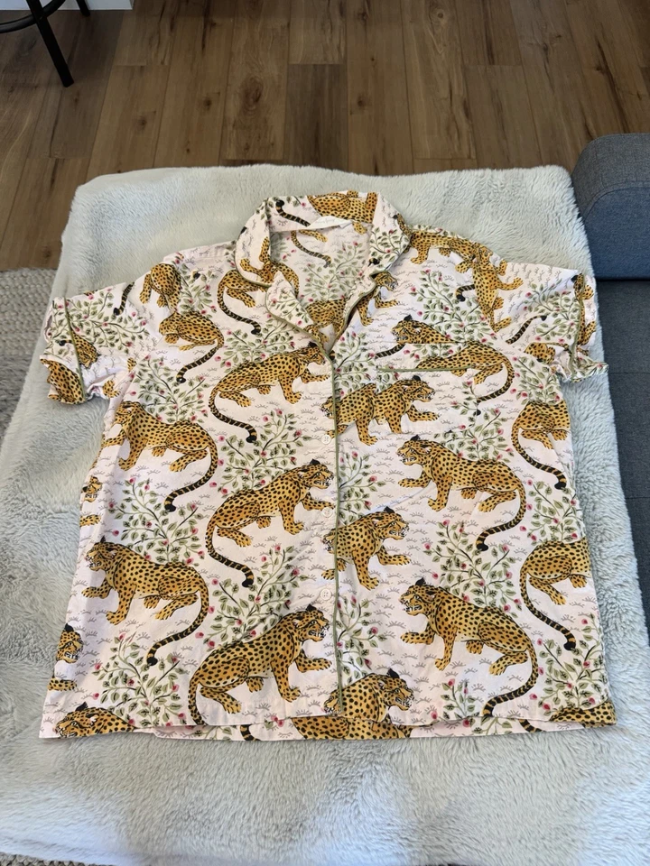 Anthropologie Printfresh Bagheera Leopard Print Short Pajama Set Size Large - Image 3 of 4