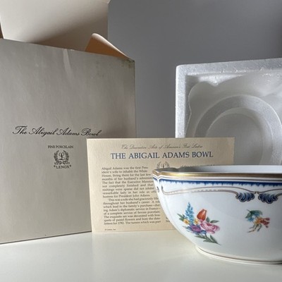 Lenox The Abigail Adams Bowl Porcelain Floral Collectible White Blue Gold w/ Box