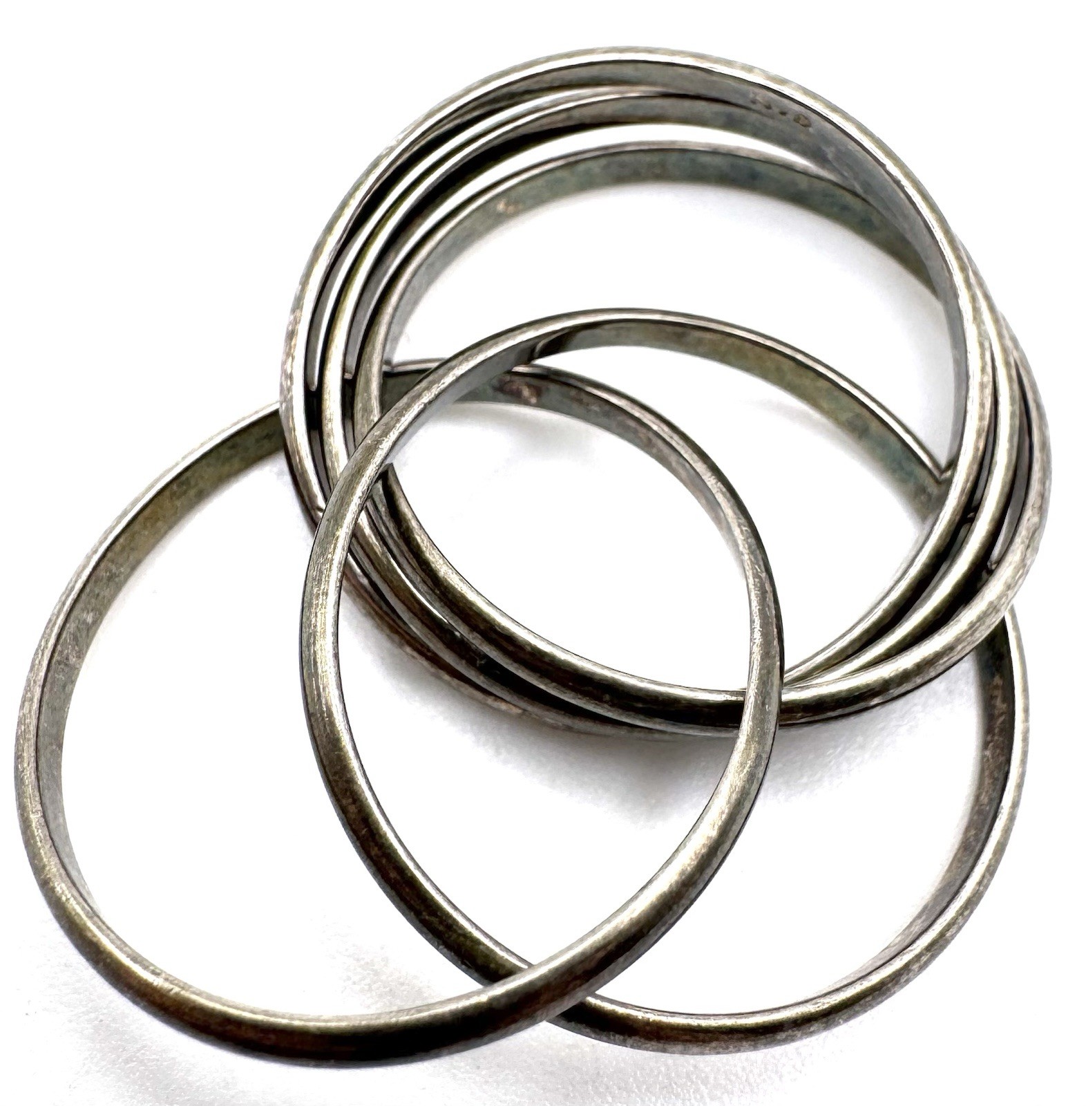 925 Sterling Silver Interlocking Ring 5 Band Sz 9… - image 3