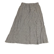 QUINCE Size Large New Mini Gingham European Linen Maxi Skirt Black White