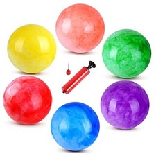 6 Pcs Playground Balls with 9 inch 1Red 1Blue 1Purple 1Green 1Orange 1Yellow