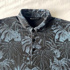 Mens Travis Mathew Golf Polo Size Large Mainlanders Tropical Print Black & Blue