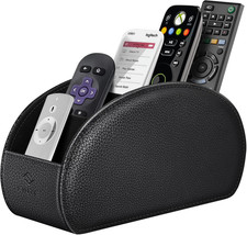 Remote Control Holder, 5 Compartments Vegan Leather TV Remoter Caddy Desktop Org