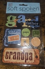 me & my BIG ideas Soft Spoken Embellishments - Grandfather Grandpa Papa - 7 pcs
