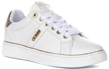 Guess Britz Side Logo Lace Up Womens Trainer In White UK 3 - 8