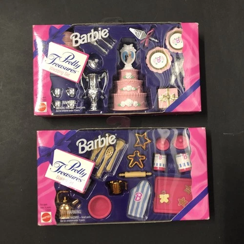 Barbie 1990s Pretty Treasures Wedding And Dining Sets New Vintage 1996 Cake