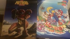 Nintendo promotional posters Metroid and Mario 6 golden coins